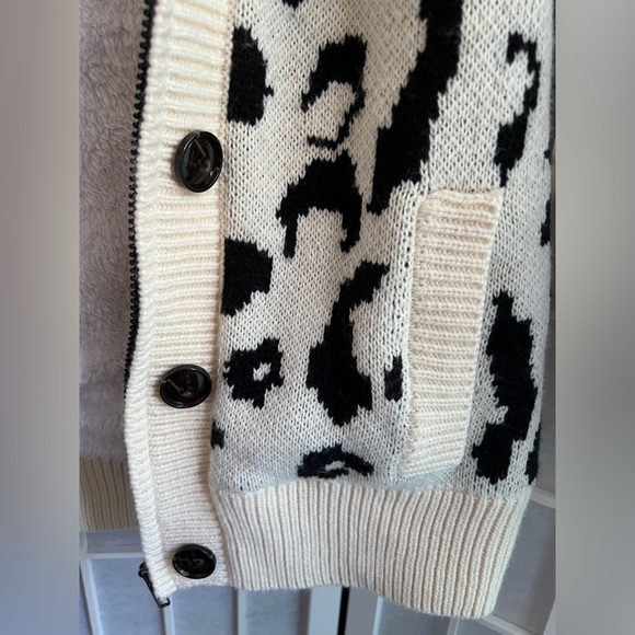 Hooded leopard pattern sherpa jacket - Picture 4 of 7